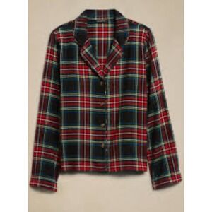 Banana Republic Plaid Button-Up Pajama Top Womens Size M
